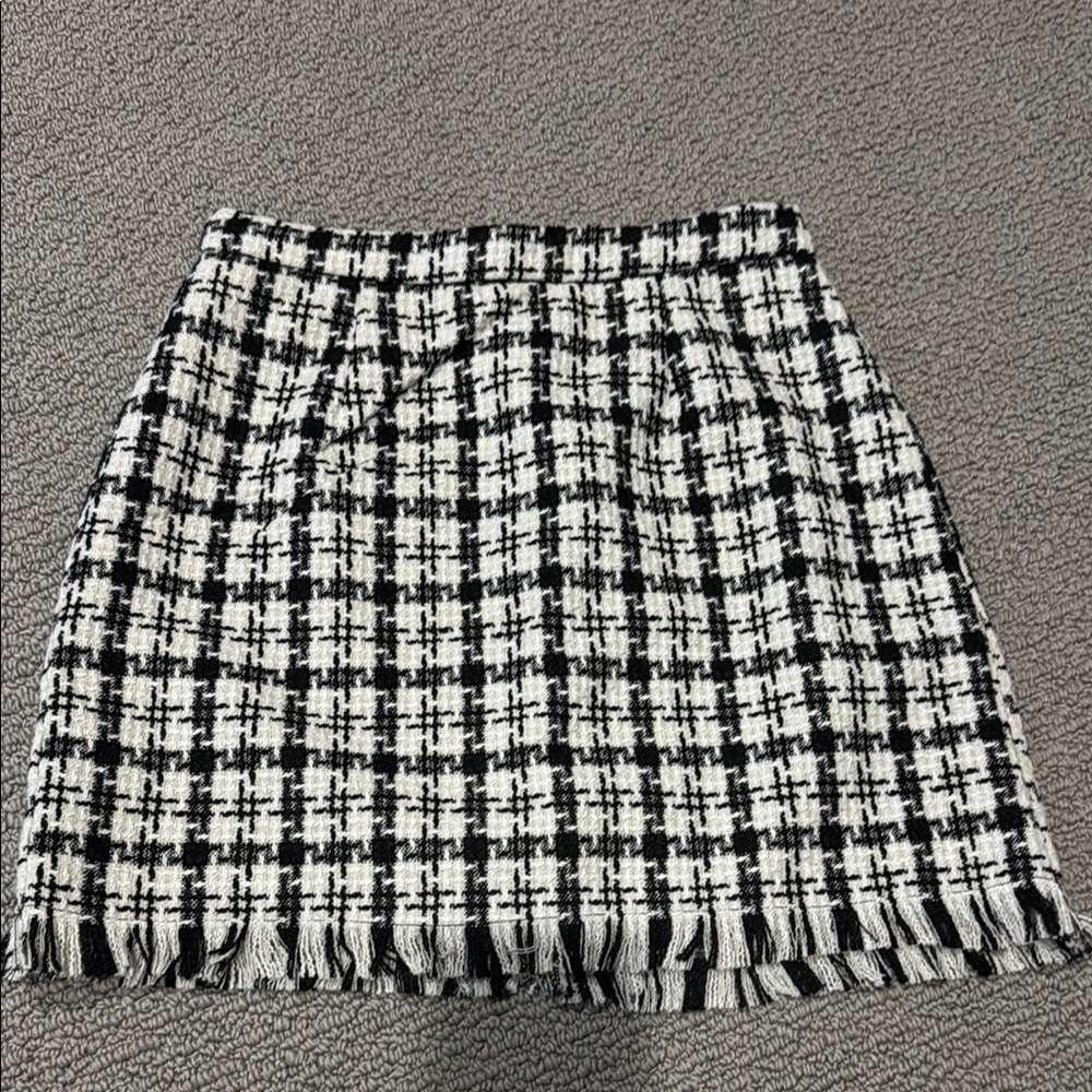 Classic Black and White Tweed Skirt